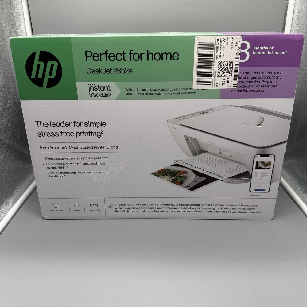 HP DeskJet 2852e Wireless All-in-One Color‎ Inkjet Printer Scanner Copier SEALED